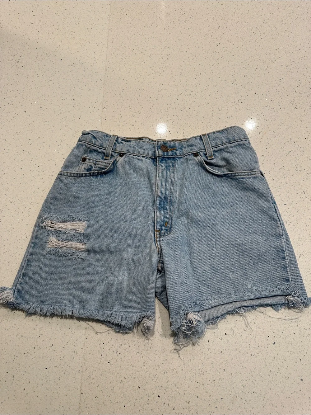 Levi's Vintage Light Wash Orange Tab Denim Cutoff Shorts